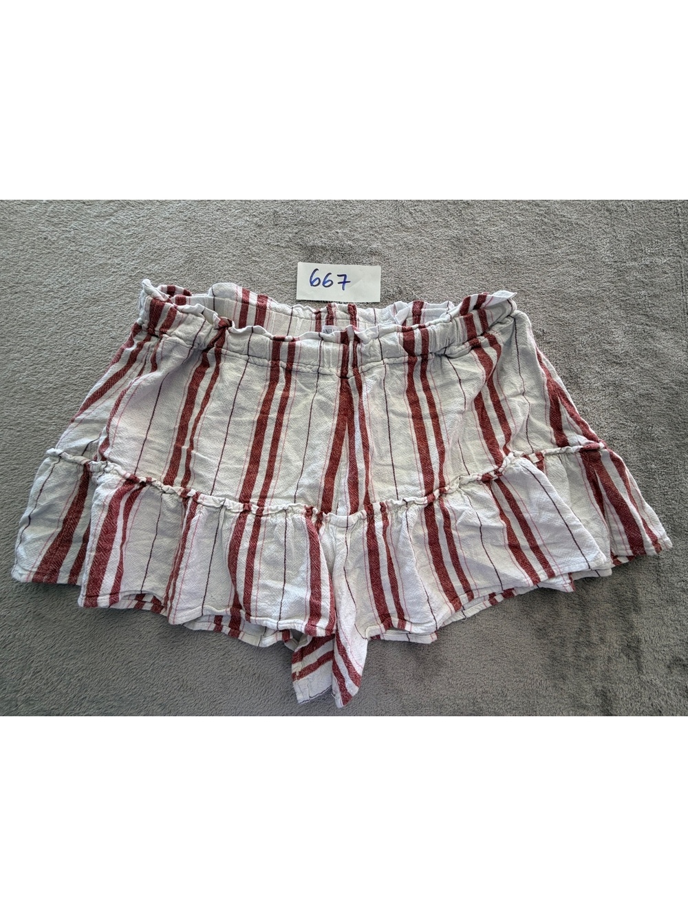 Vanilla Star Striped Women's Shorts Medium White Red Excellent Condition Ruffle